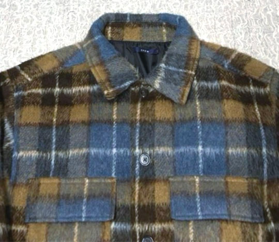 【極美品】即完売 CPCM シャギー チェック CPOシャツジャケット ブルー