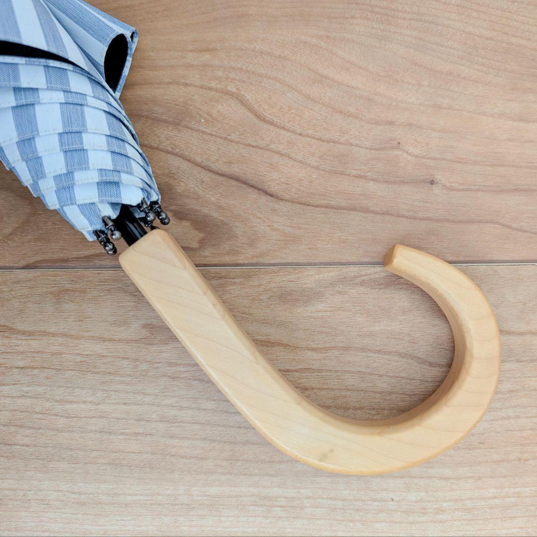 サンバリア100 長傘 Sサイズ ストライプ ブルー ショート 日傘