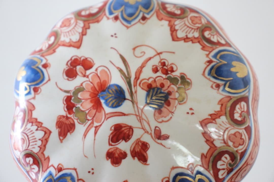 ヴィンテージ　オランダ　デルフト　伊万里デザイン　蓋付き物入　ボンボニエール