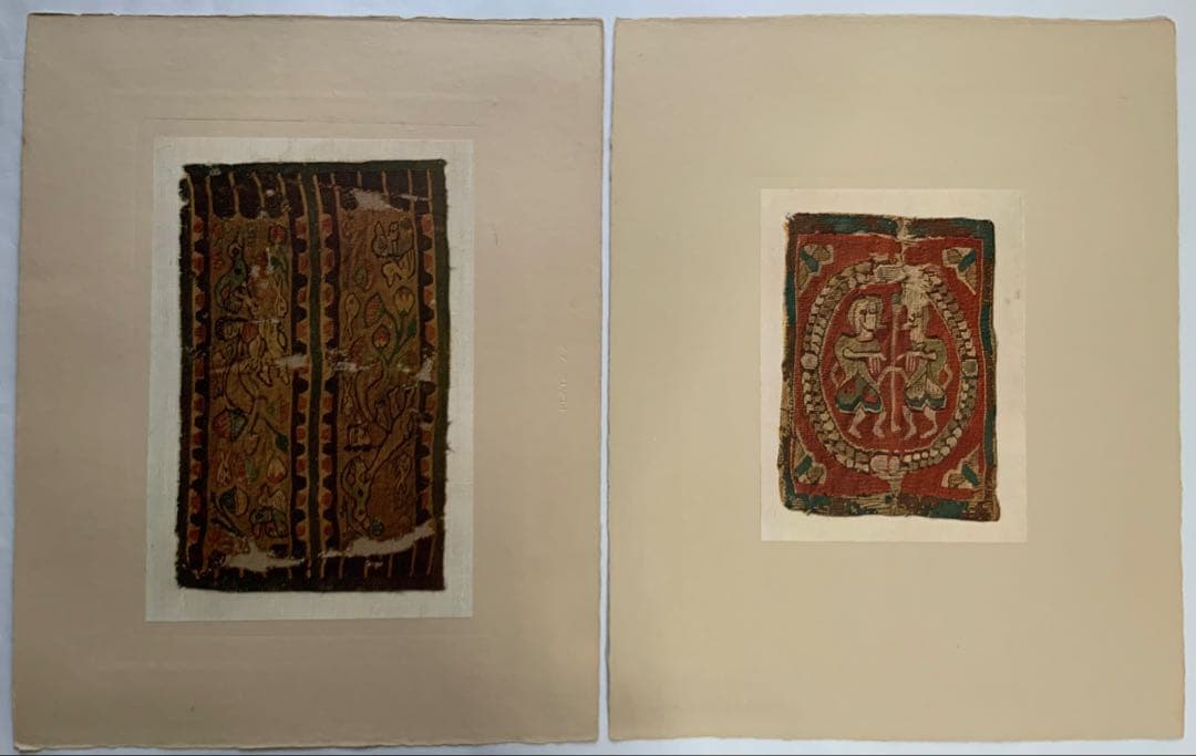 『埃及コプト染織図録』初版無綴150葉　鐘紡コレ　明石染人　コプト柄装箱　大型