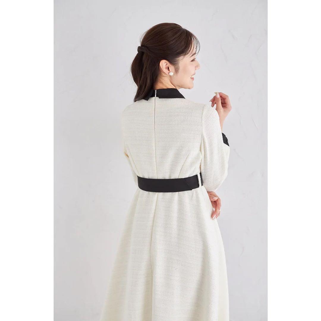 《新品タグ付き》トッコ♡ ベルト付き配色ラメツイードシャツワンピース