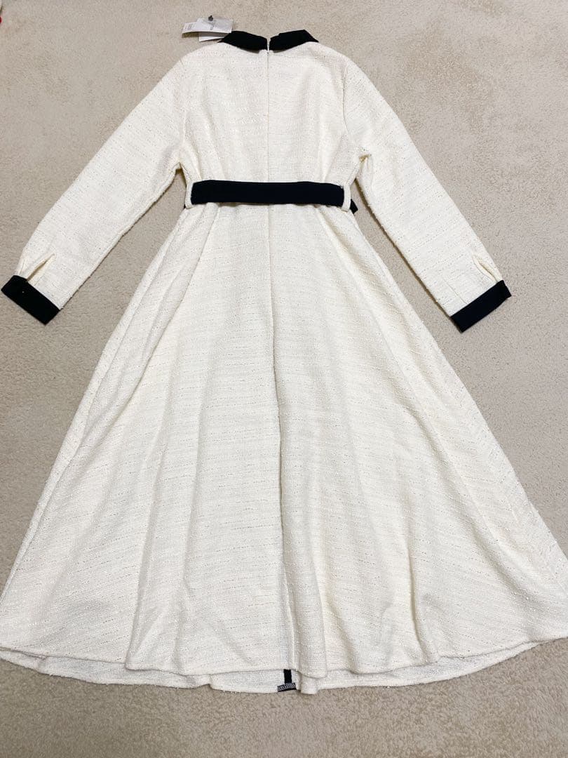 《新品タグ付き》トッコ♡ ベルト付き配色ラメツイードシャツワンピース