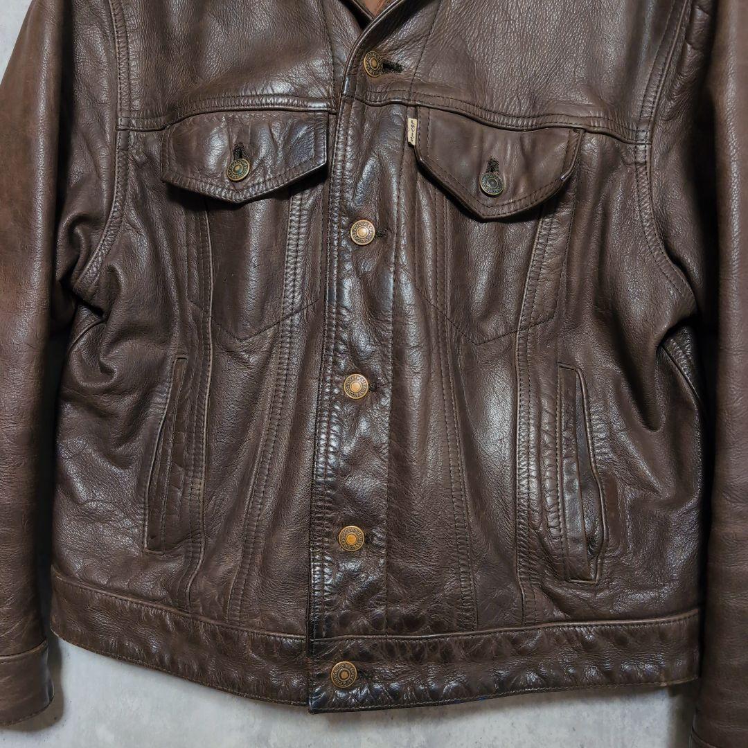 LEVI'S リーバイス【XL】レザートラッカージャケット　3rd　ブラウン