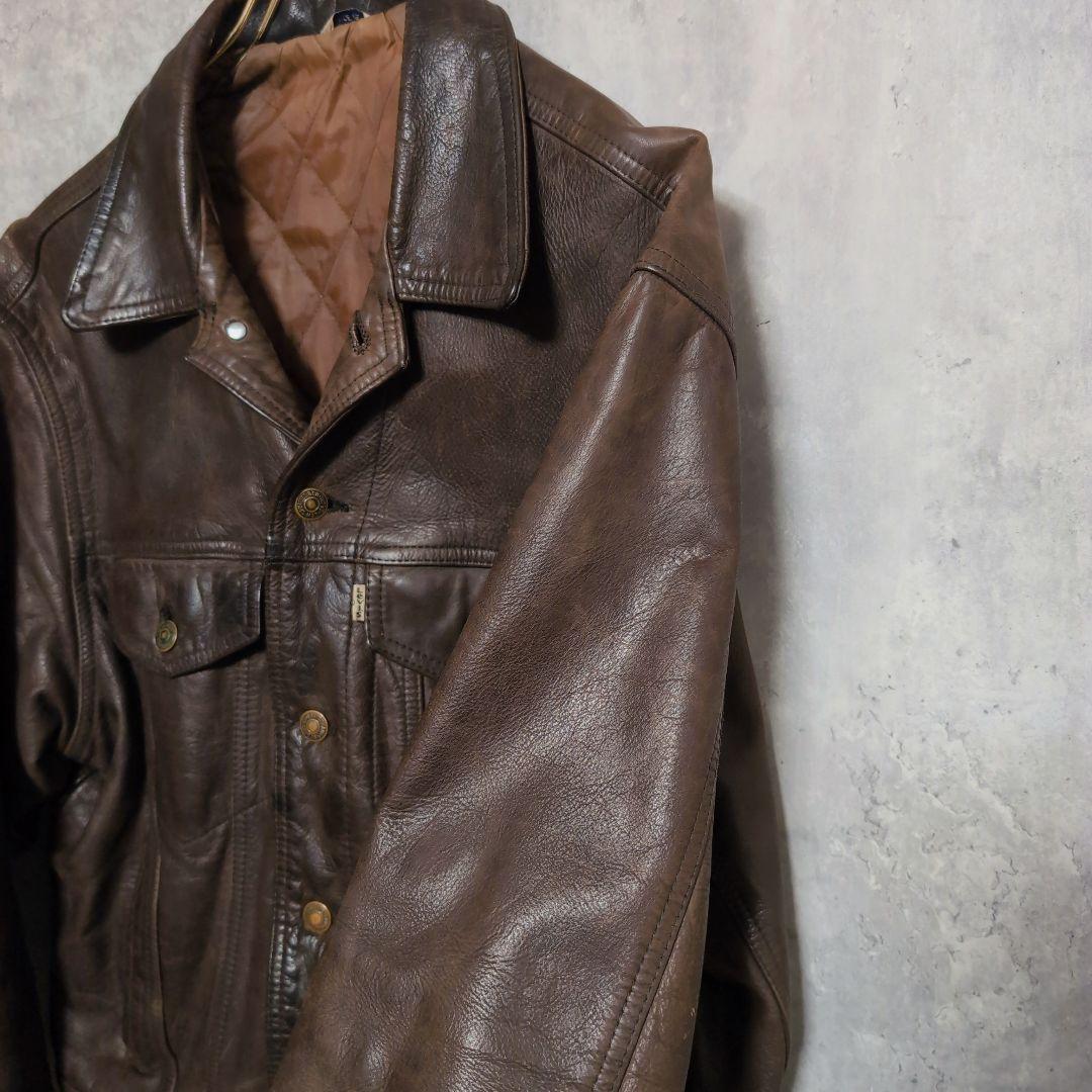 LEVI'S リーバイス【XL】レザートラッカージャケット　3rd　ブラウン