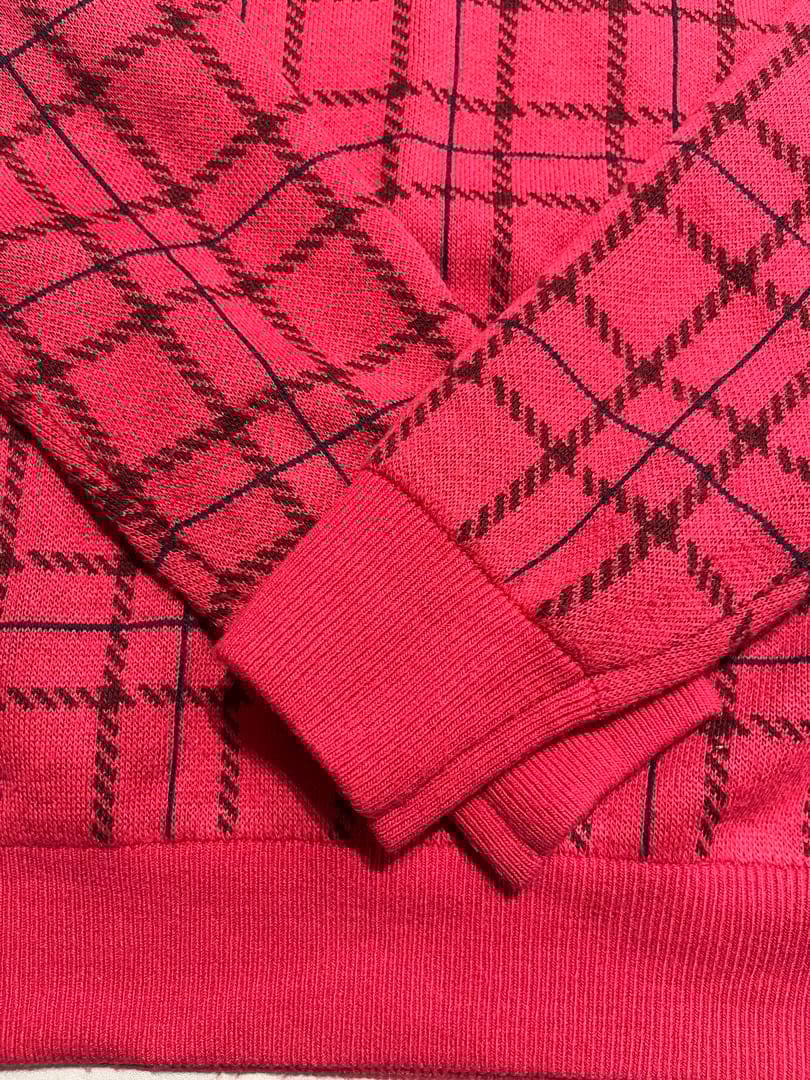 CallawayVネックセーター ピンクチェック柄