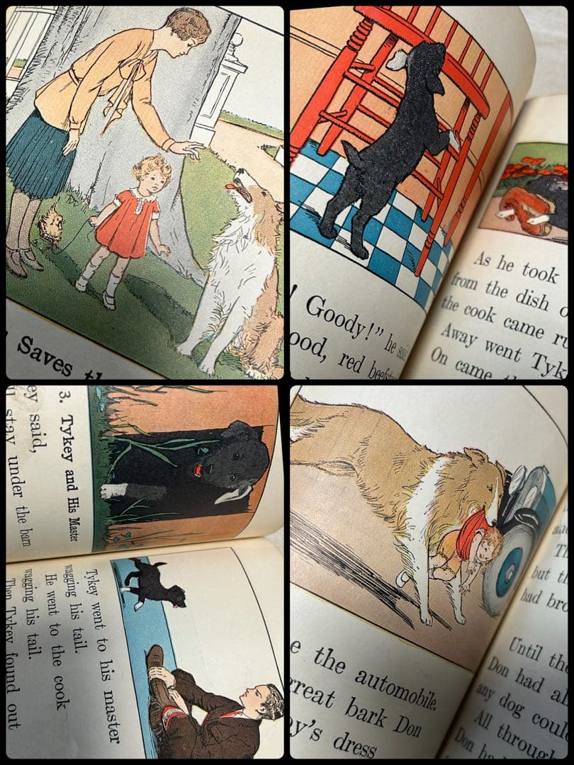 アンティーク動物洋書　ジャンクジャーナル素材　紙もの　海外少女　ウサギクマ