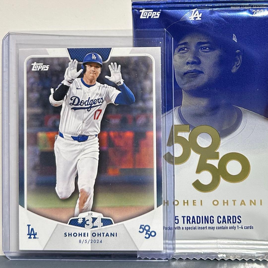 大谷翔平選手 50/50サインプリントフィギュアボール、MLB TOPPSカード