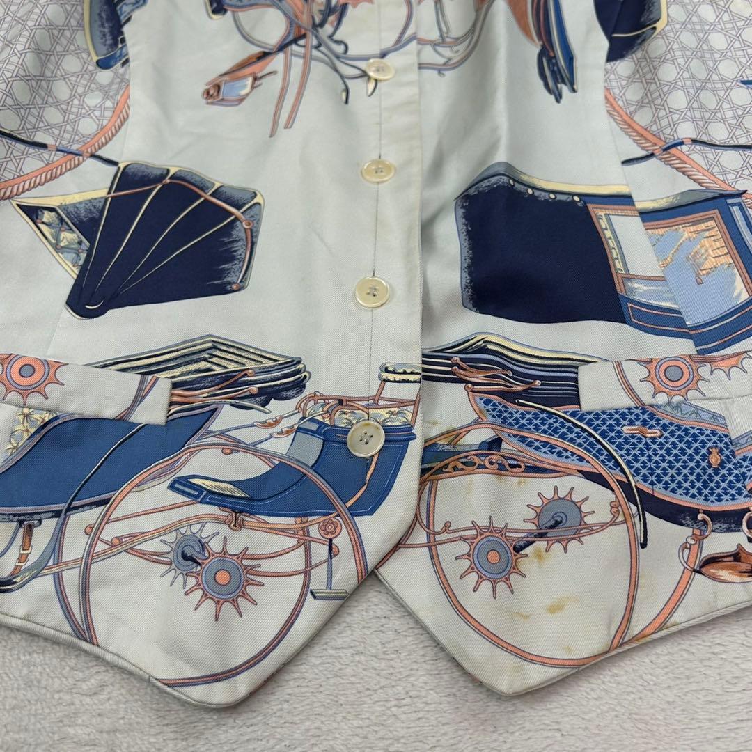 K511 M エルメス スカーフ柄 シルク ベスト マルチカラー レディース