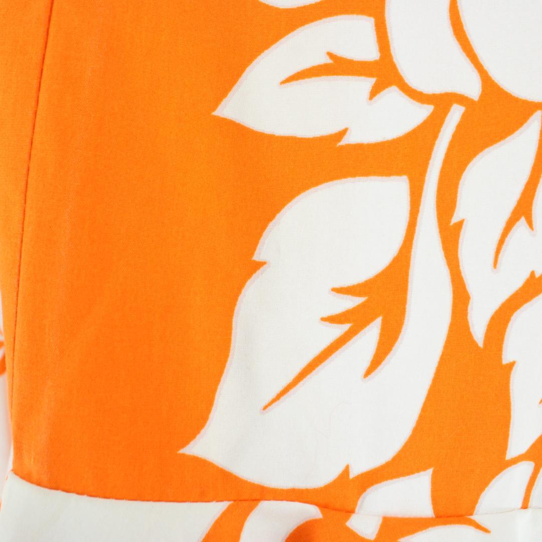 【フラダンス衣装】オレンジ MAHALO ワンピース ドレス ハイビスカス柄 白