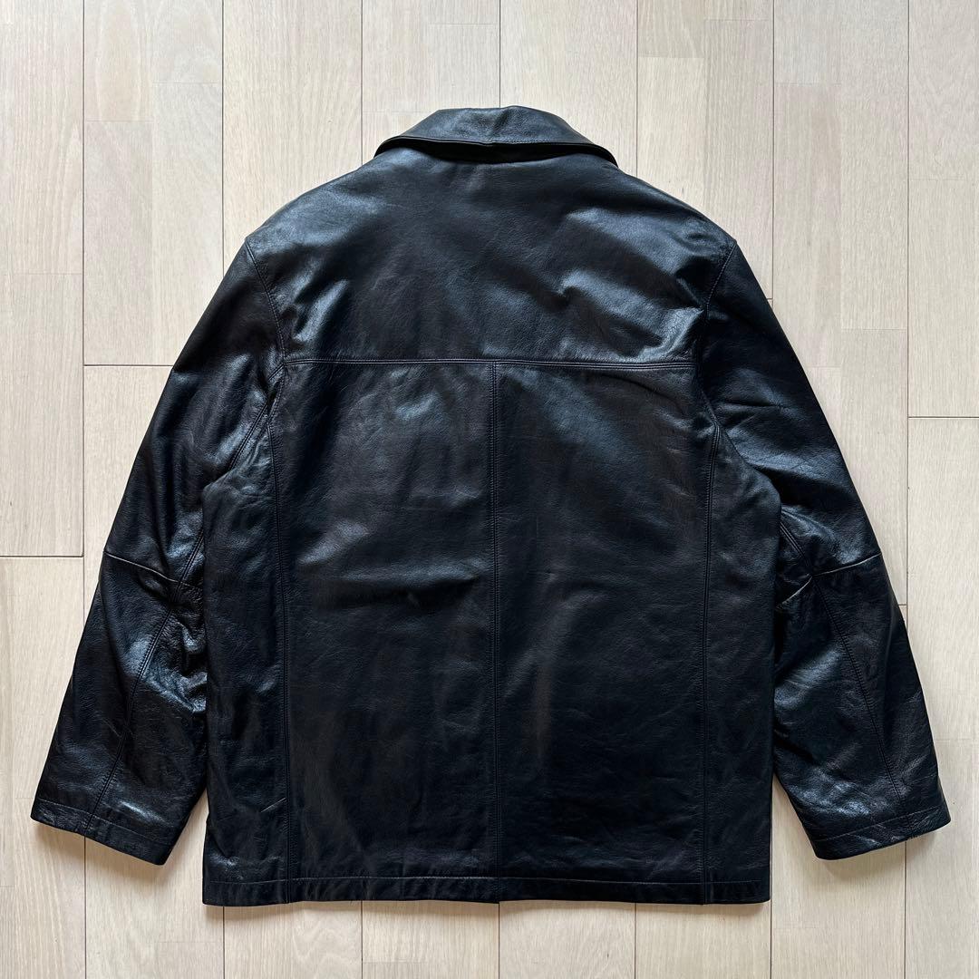 M ウィルソンズ WILSONS レザーカーコート カーコート ライナー付き 黒