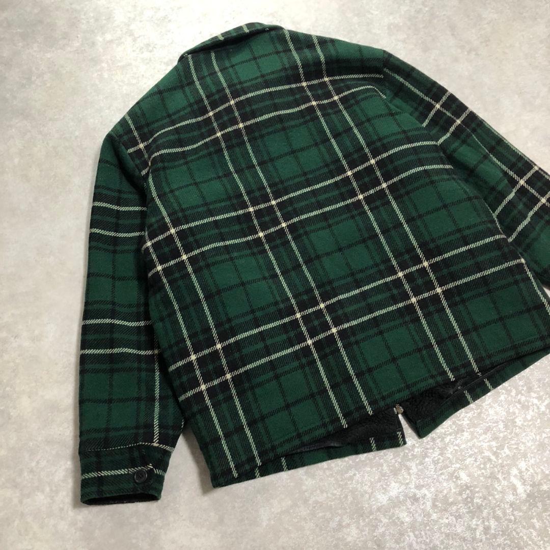 90s USA製Woolrich裏ボアウールジャケットシャドーチェック緑XL相当