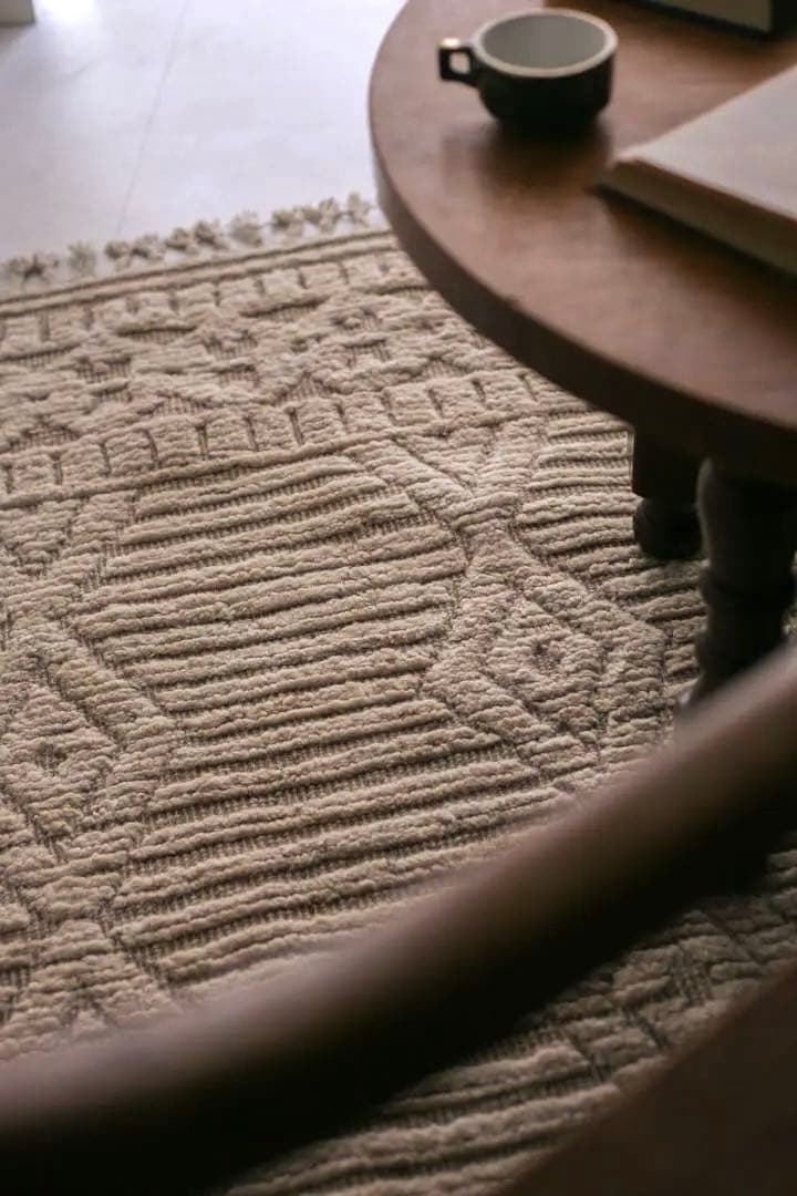 【新品】205cm×148cm リビングサイズ ベニワレン　モロッコ　生成り