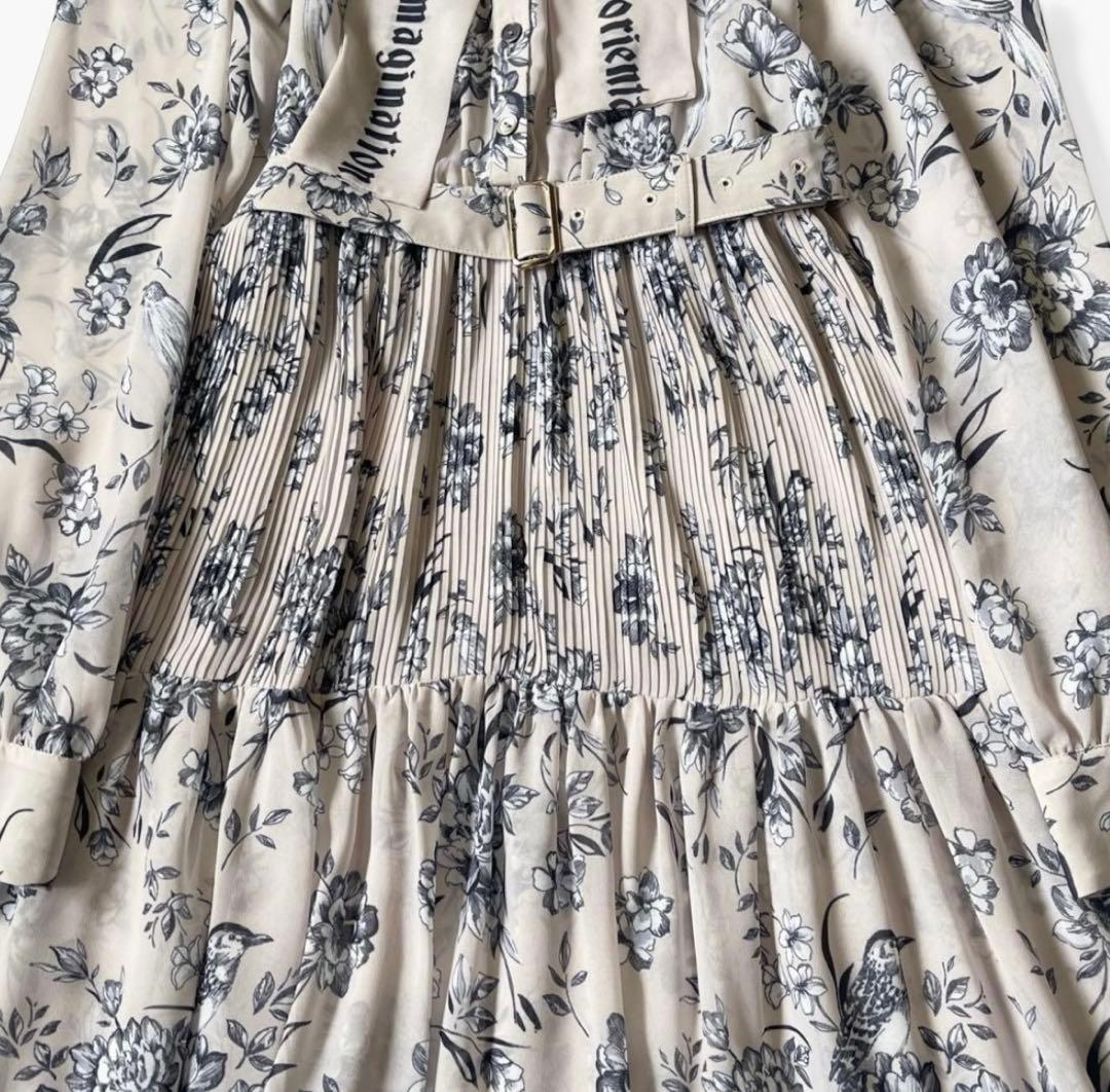 【大人気即完売】グレースコンチネンタル オリエンタルプリントワンピース ボウタイ