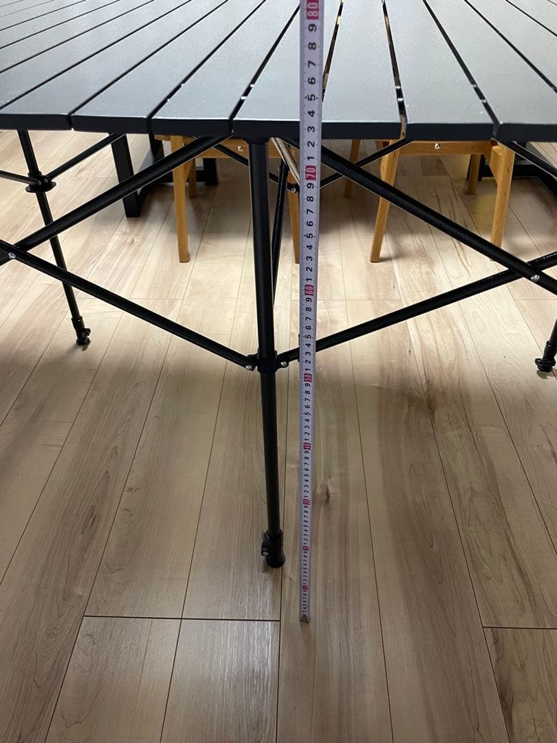 キャンプ用 大型アルミ折りたたみテーブル 高さ調節可／収納袋付き／美品