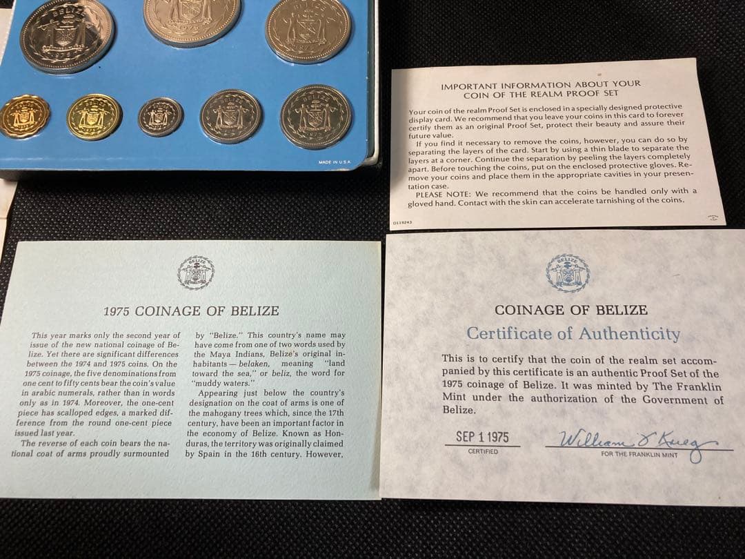 ベリーゼ　ベリーズ 1975年 プルーフ　セット