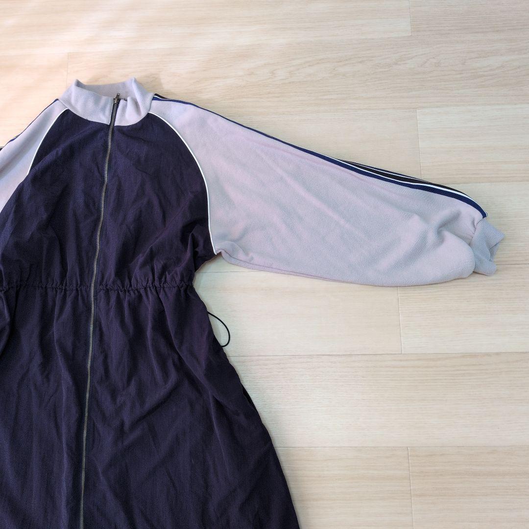 ニコアンド　ジップラインジャケットワンピース　ロングワンピース　ドローコード　L