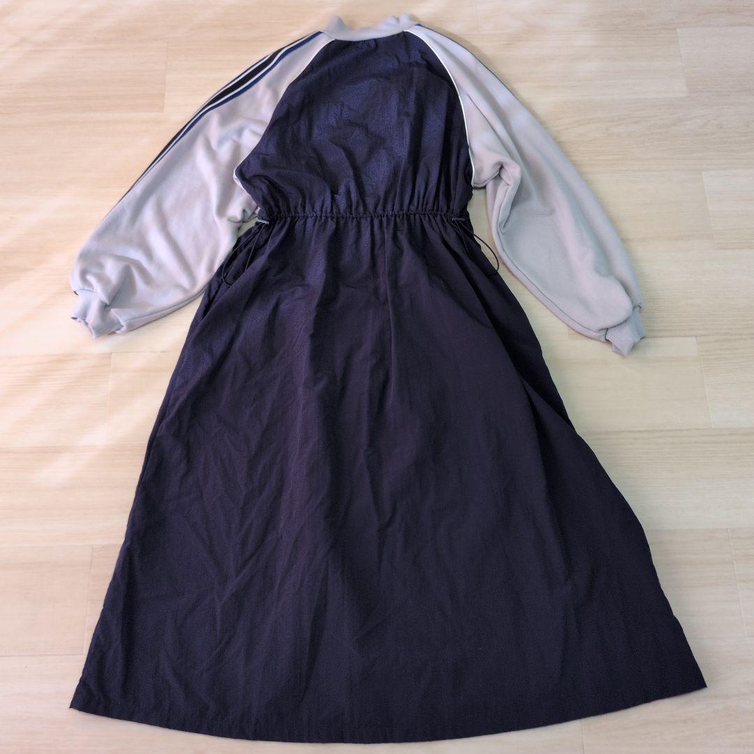 ニコアンド　ジップラインジャケットワンピース　ロングワンピース　ドローコード　L