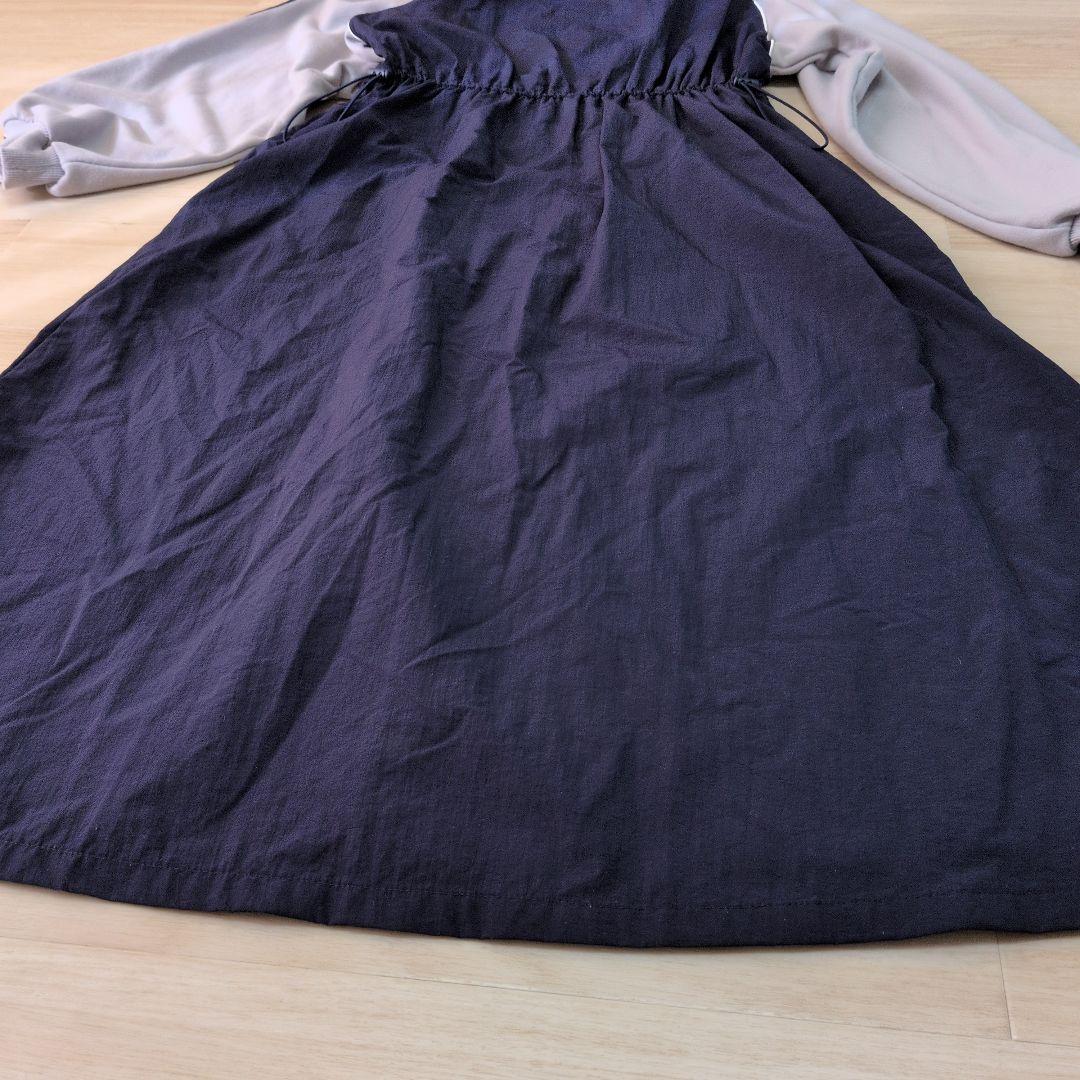 ニコアンド　ジップラインジャケットワンピース　ロングワンピース　ドローコード　L