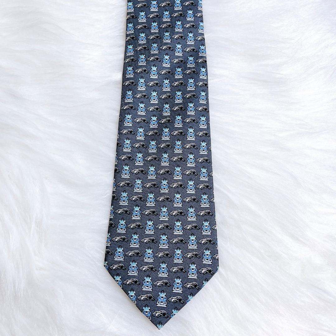 ルイヴィトン　ネクタイ　M78558　シルク100％　ライトブルー　車 バッグ