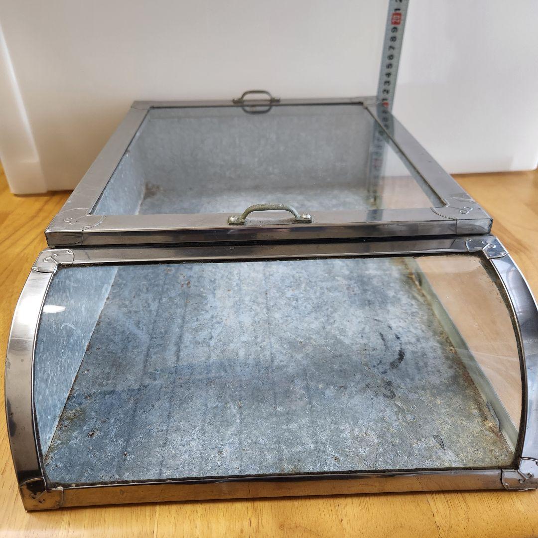【希少品】レトロ雑貨 ブリキとガラス 収納ケース ①