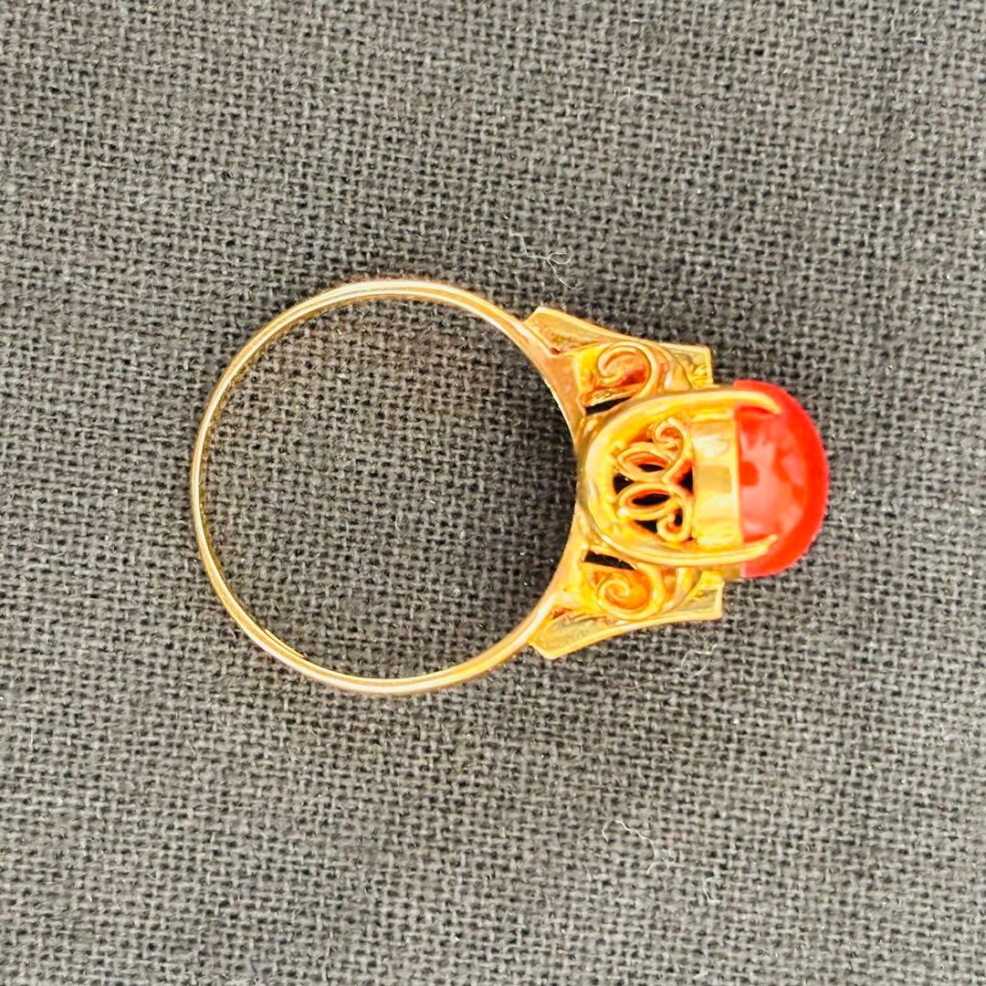 アンティーク珊瑚18金リング