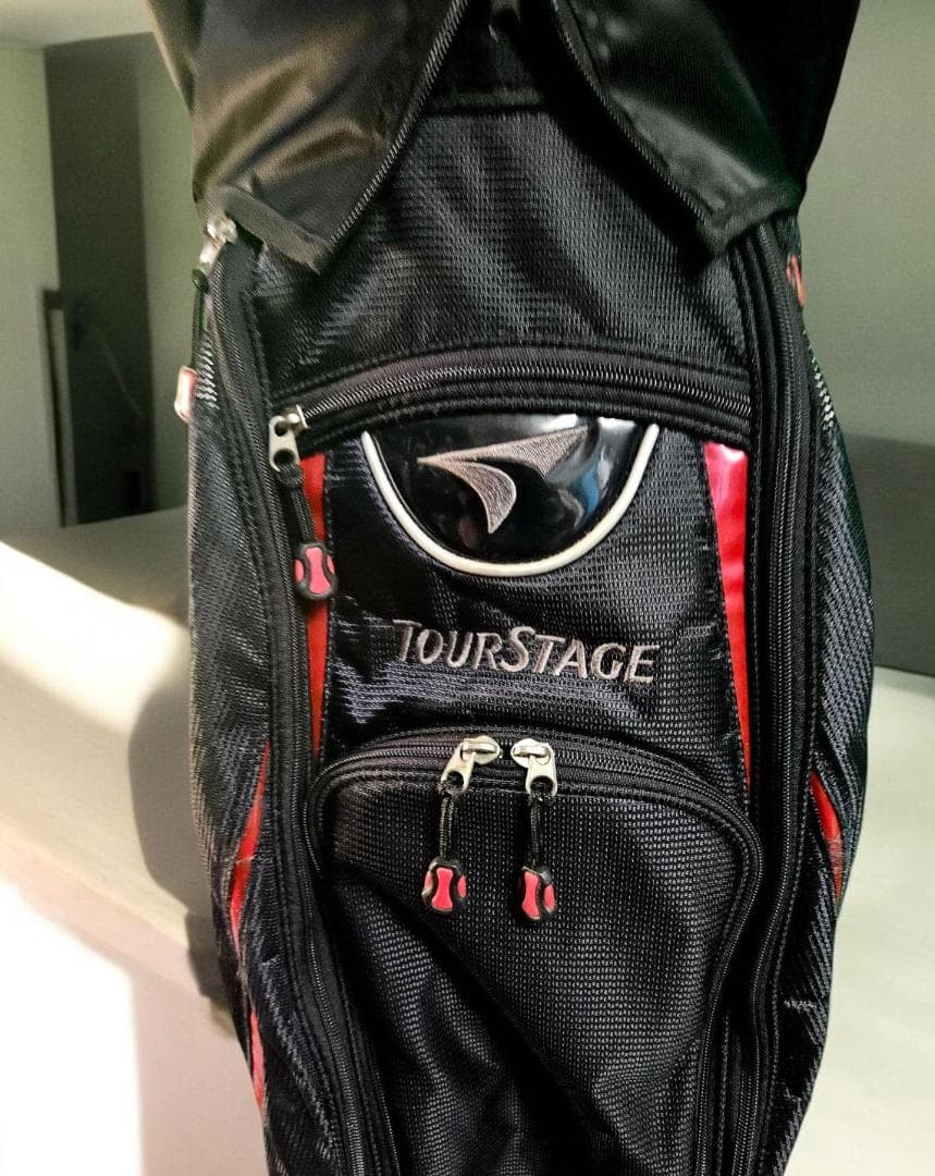 送料無料/美品　TourStage キャディバッグ BLACKｘRED