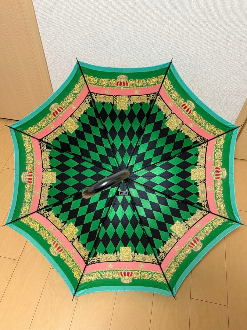 GIANNI VERSACE 長傘 緑と黒のチェック柄