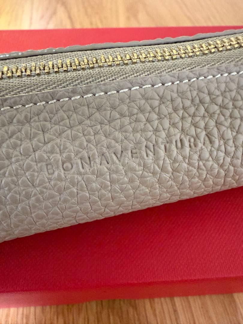 美品❤︎BONAVENTURA ペンケース シュリンクレザー グレージュ
