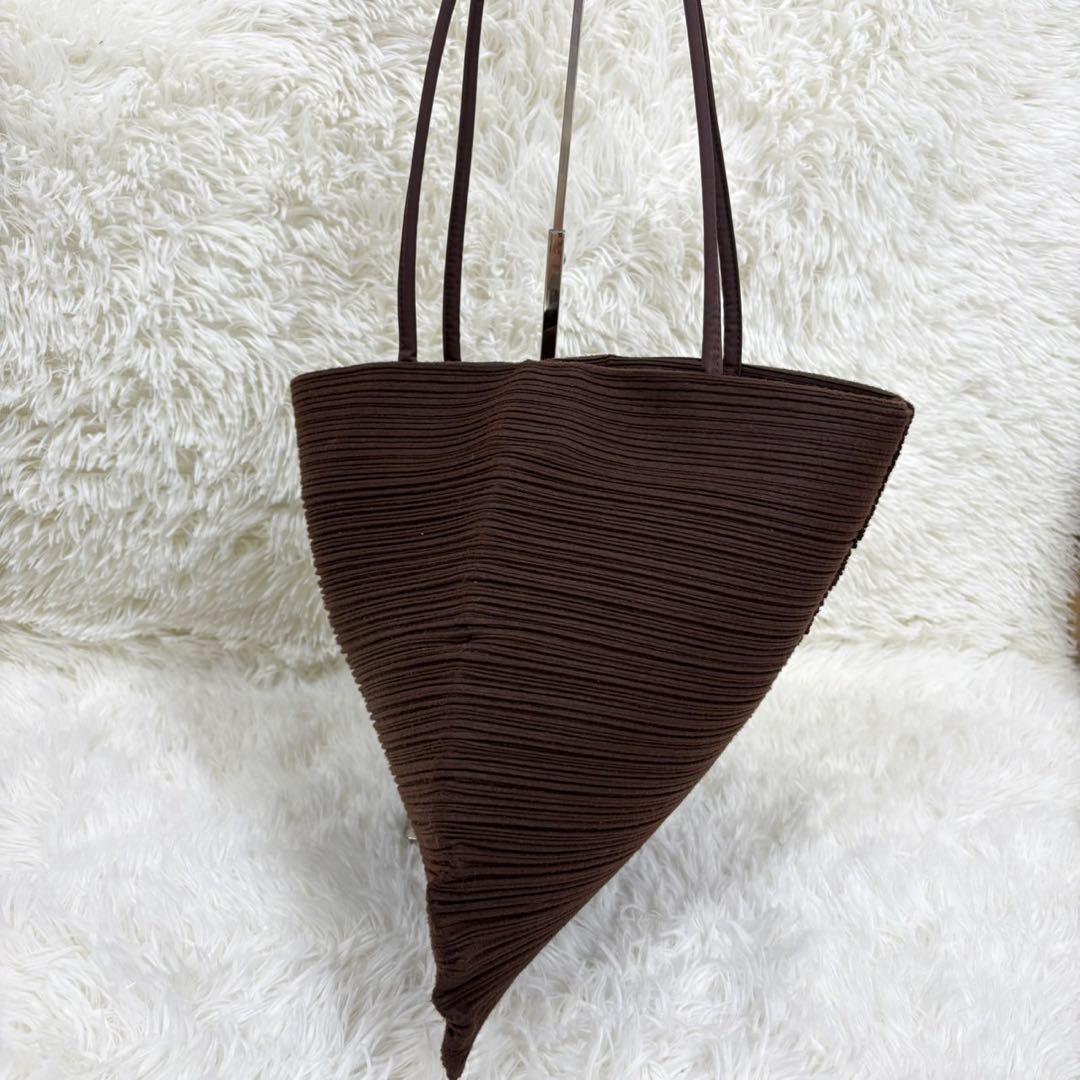 未使用 PLEATS PLEASE トライアングル ハンドバッグ 変形 ブラウン