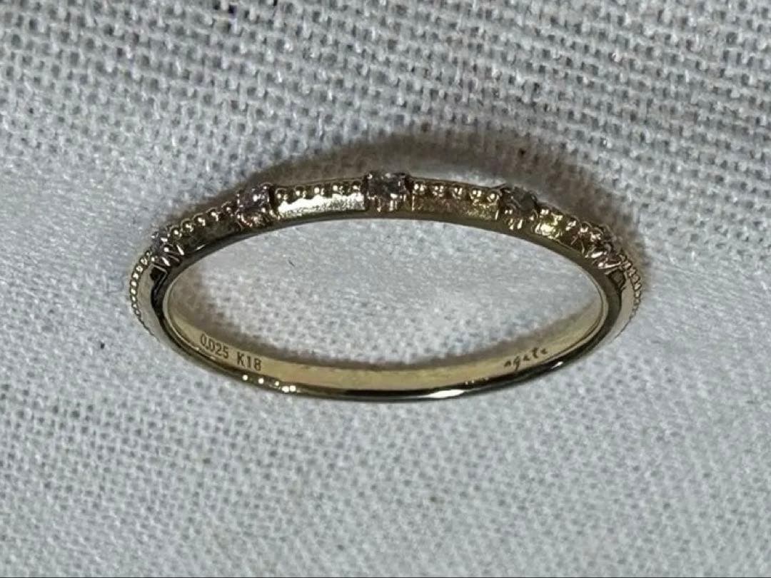 agete アガット　K18 ダイヤモンド　ピンキーリング　5号　ポーチ付き