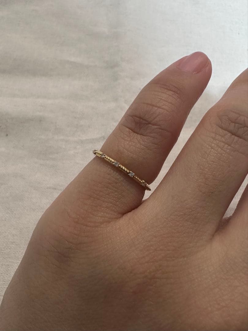 agete アガット　K18 ダイヤモンド　ピンキーリング　5号　ポーチ付き