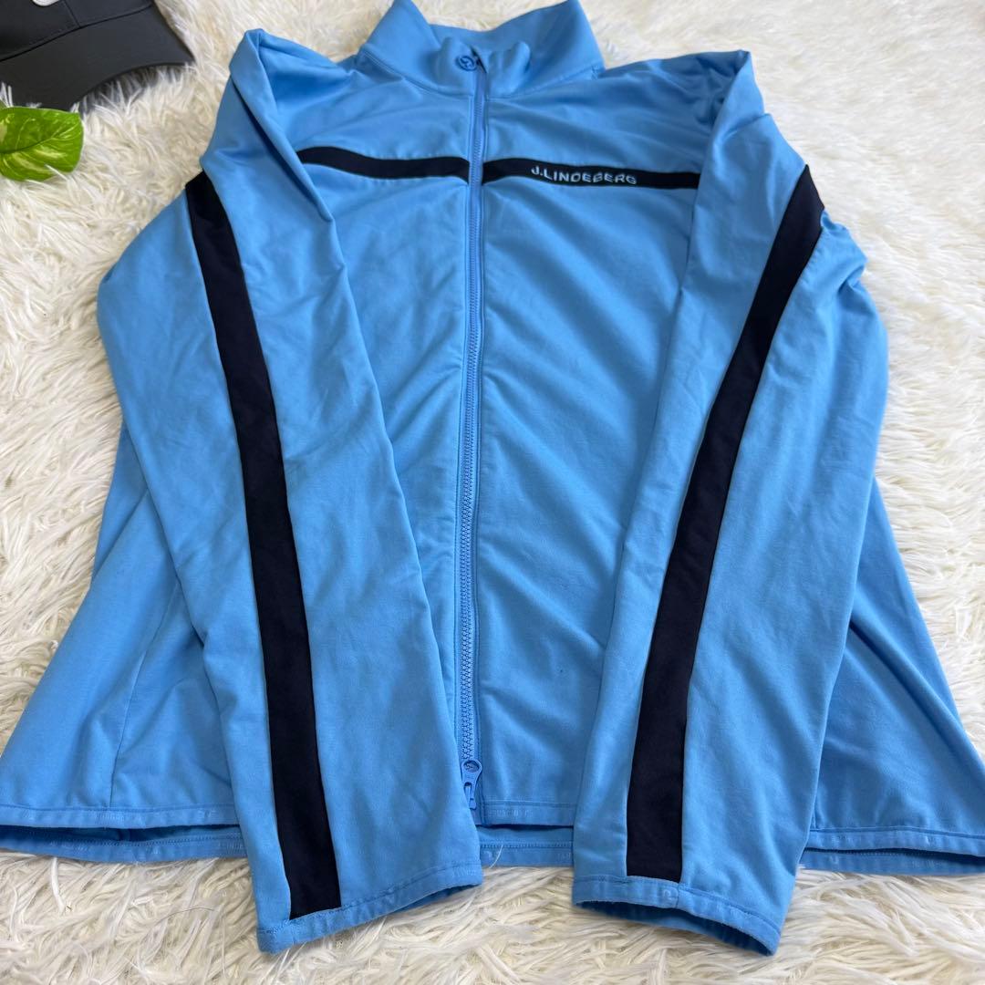 【ジェイリンドバーグ】美品 ジップジャケット ブルー ビックロゴ L メンズ