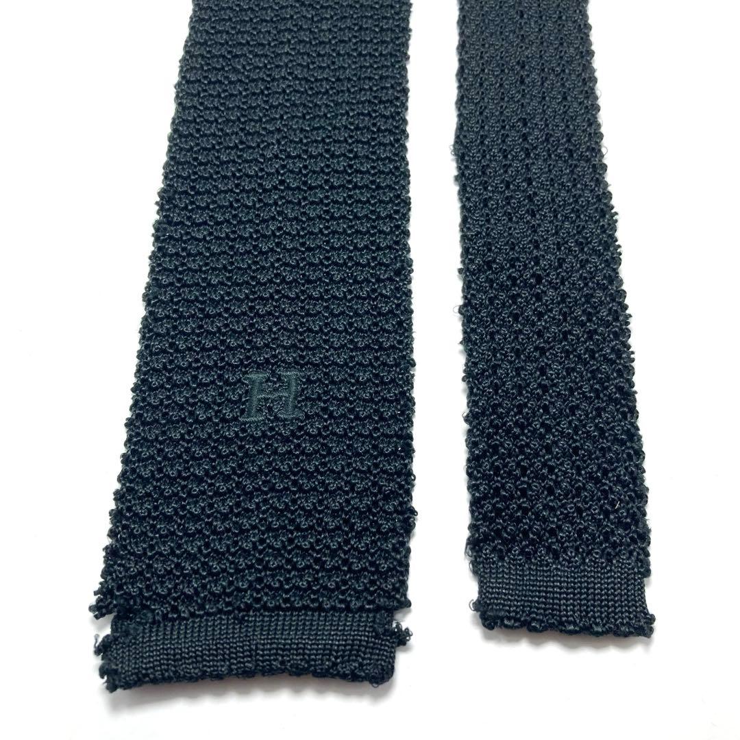 【美品】HERMES ネクタイ ニットタイ 超希少品 ハイブランド 黒 シンプル