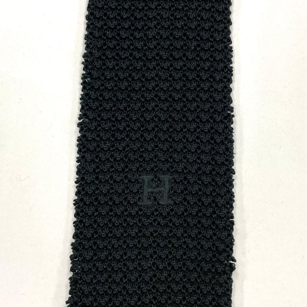 【美品】HERMES ネクタイ ニットタイ 超希少品 ハイブランド 黒 シンプル