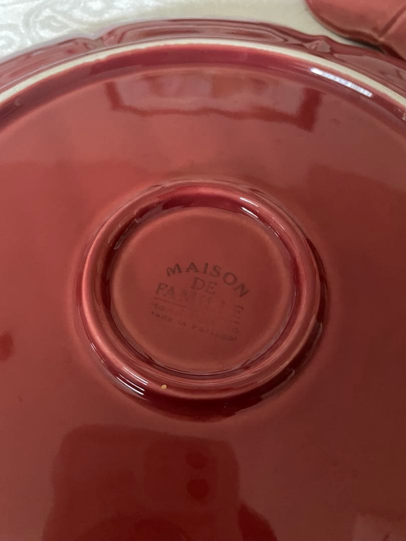 美品　メゾンドファミーユ　赤ディナープレート　ポルトガル製陶器　2枚セット