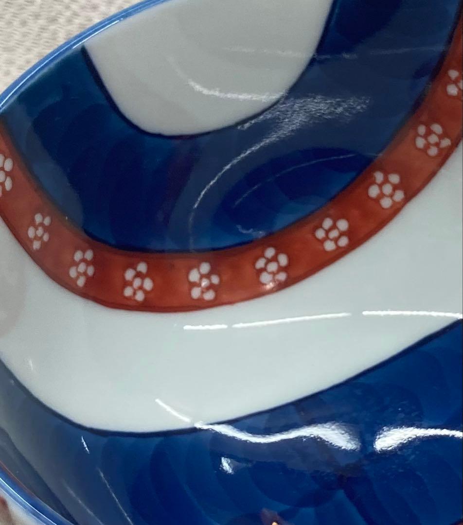 B486b「染錦梅小紋 飯碗」源右衛門作　共箱　是米木窯　古伊万里　食器