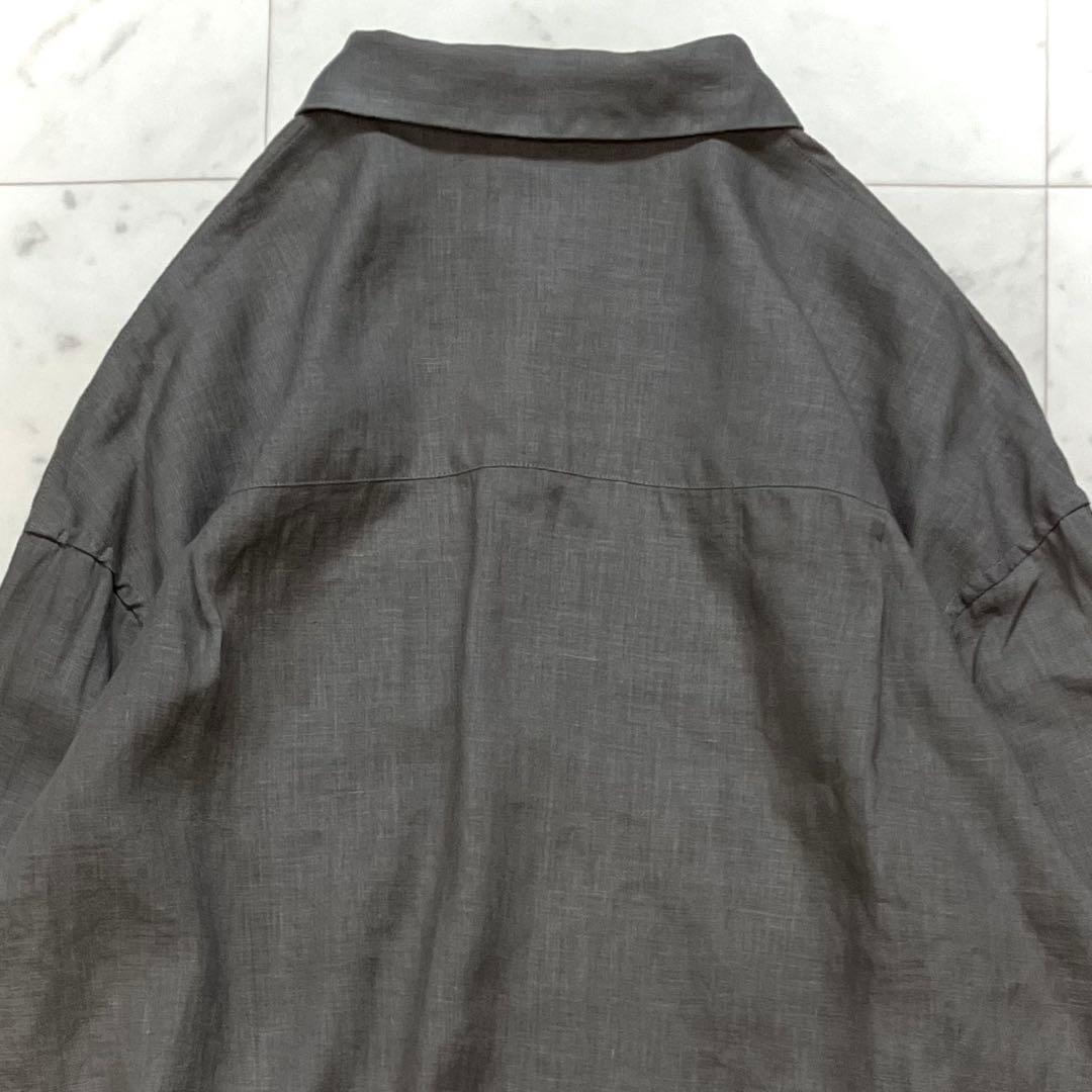 美品 ギャルリーヴィー リネンブラウス オーバーサイズ カーキグレー 36