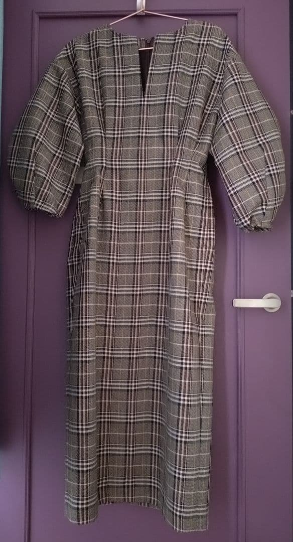 三連休価格★IENA　ウエストシェイプワンピース　バレンシアチェック　36