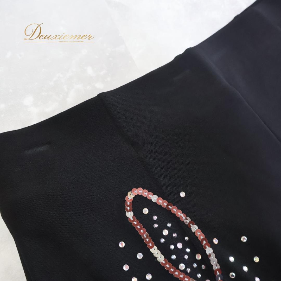 【社交ダンス衣装】ブラック トップス スカート 上下セット ラインストーン