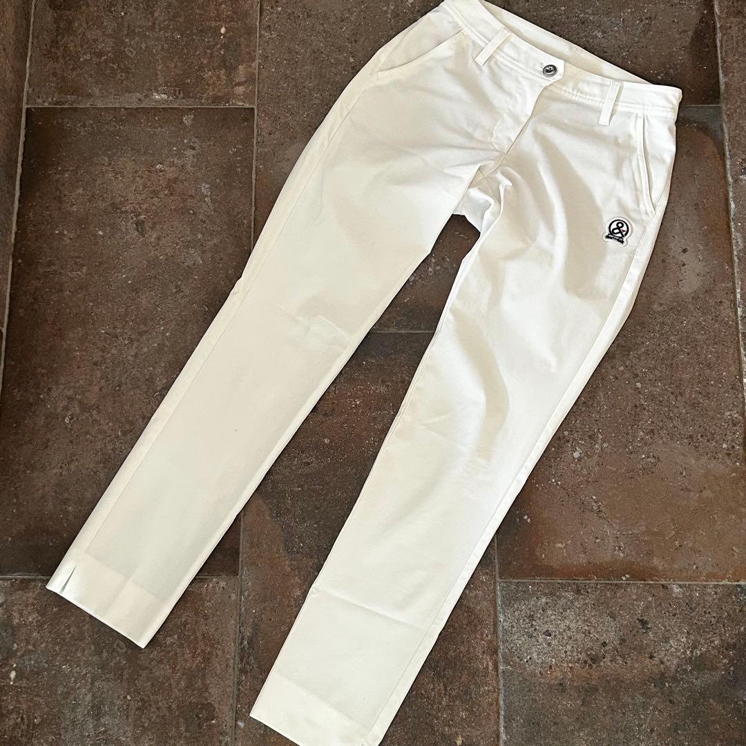 and per se ストレッチパンツ　薄手　ホワイト　サイズS