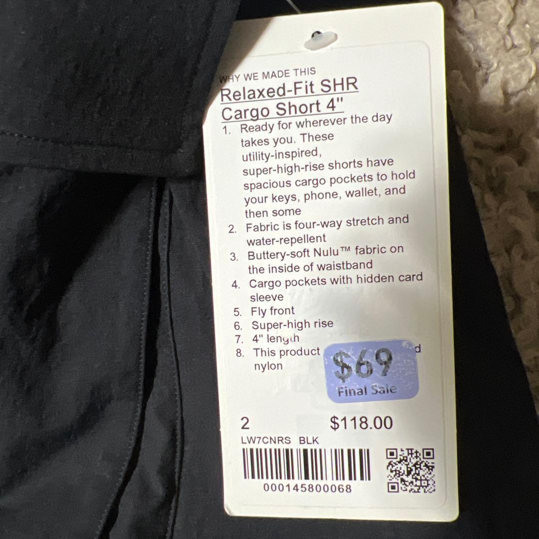 ルルレモンリラックスフィットスーパーハイライズカーゴショーツ4インチ サイズ2