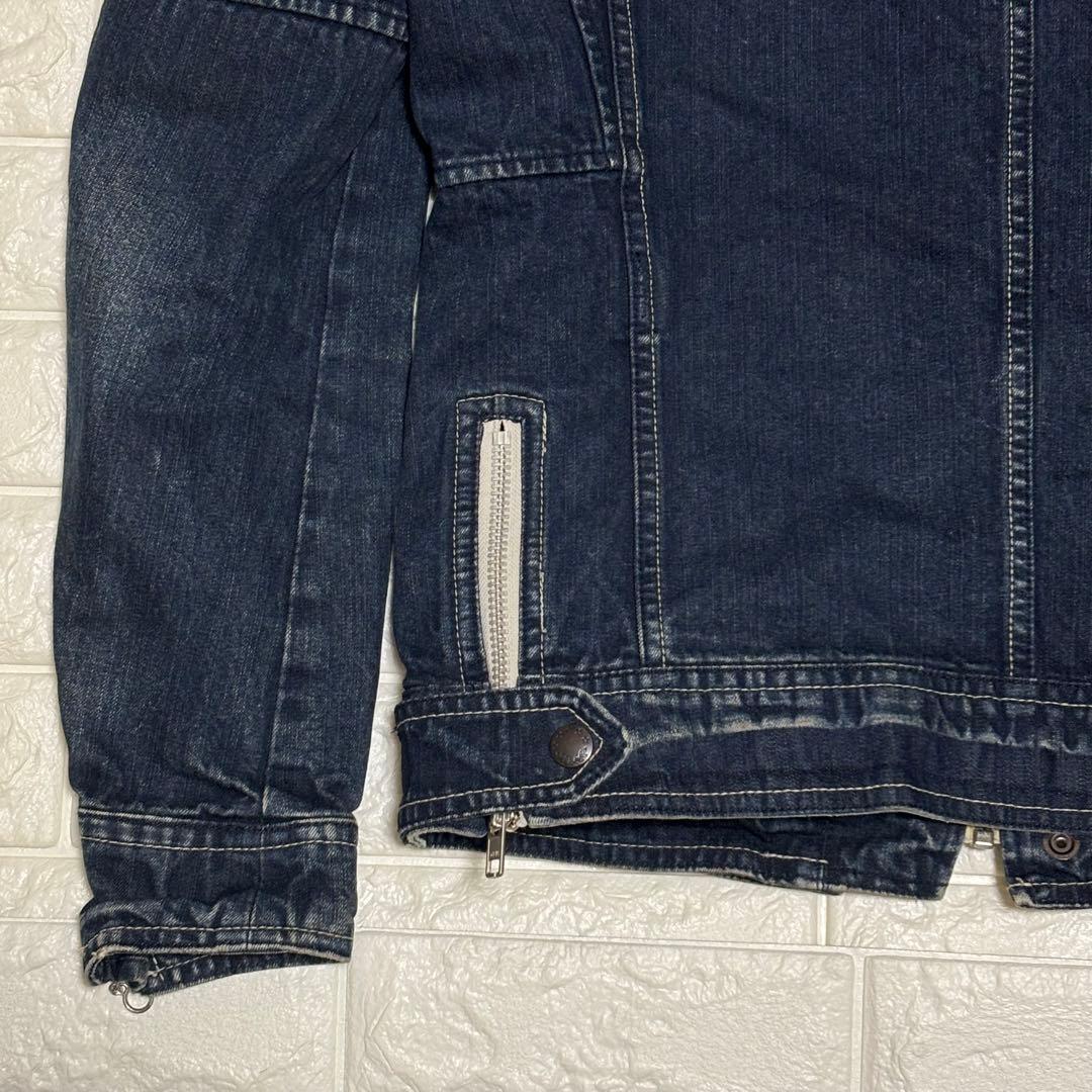 【美品】AVIREX★デニムジャケット ジップアップ USED加工 Ｌサイズ