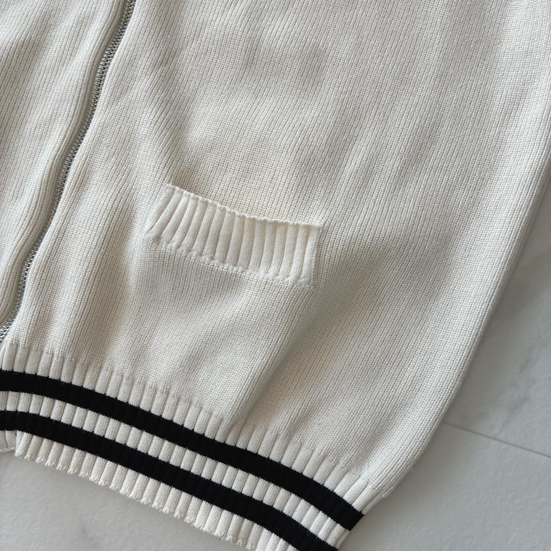 Matin Kim ロゴニットベストL 23年製 ダブルジップ 韓国人気 白×黒