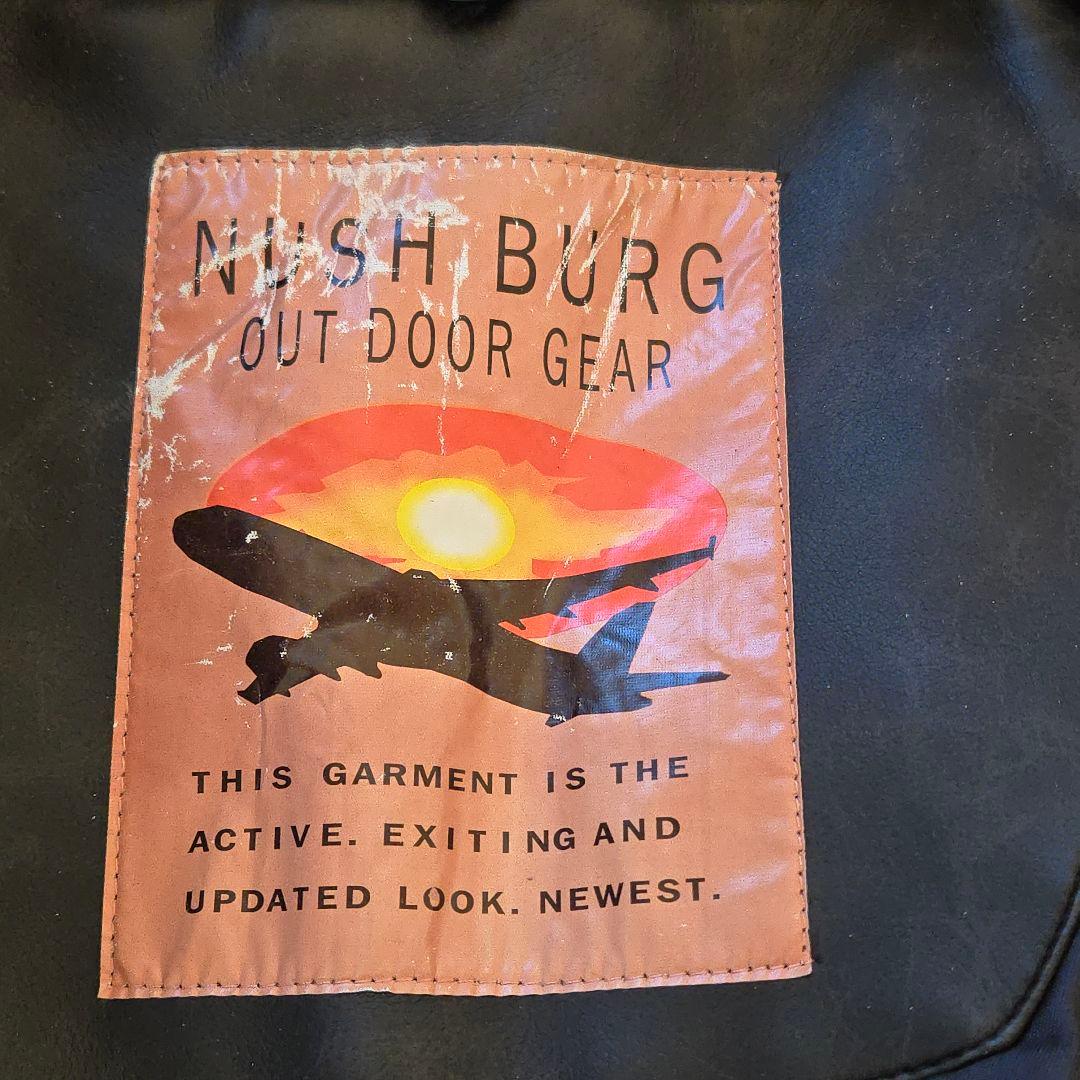 希少 NUSH BURG ヴィンテージ フライトジャケット ファー 黒 【M】