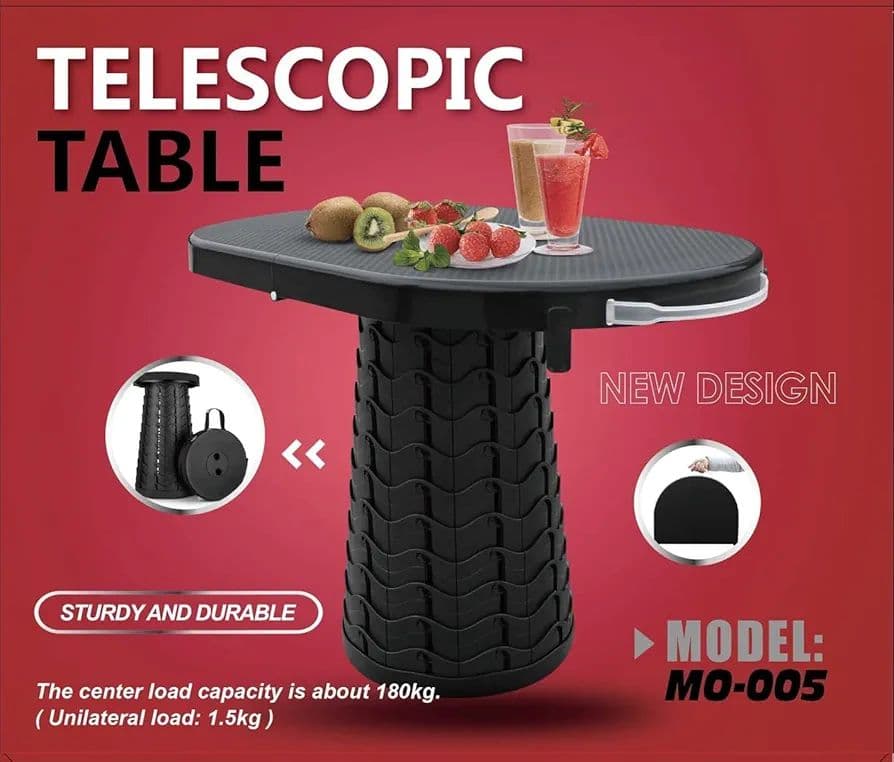 レッド 折りたたみ式テーブル スツール 2イン1 ポータブルテーブル