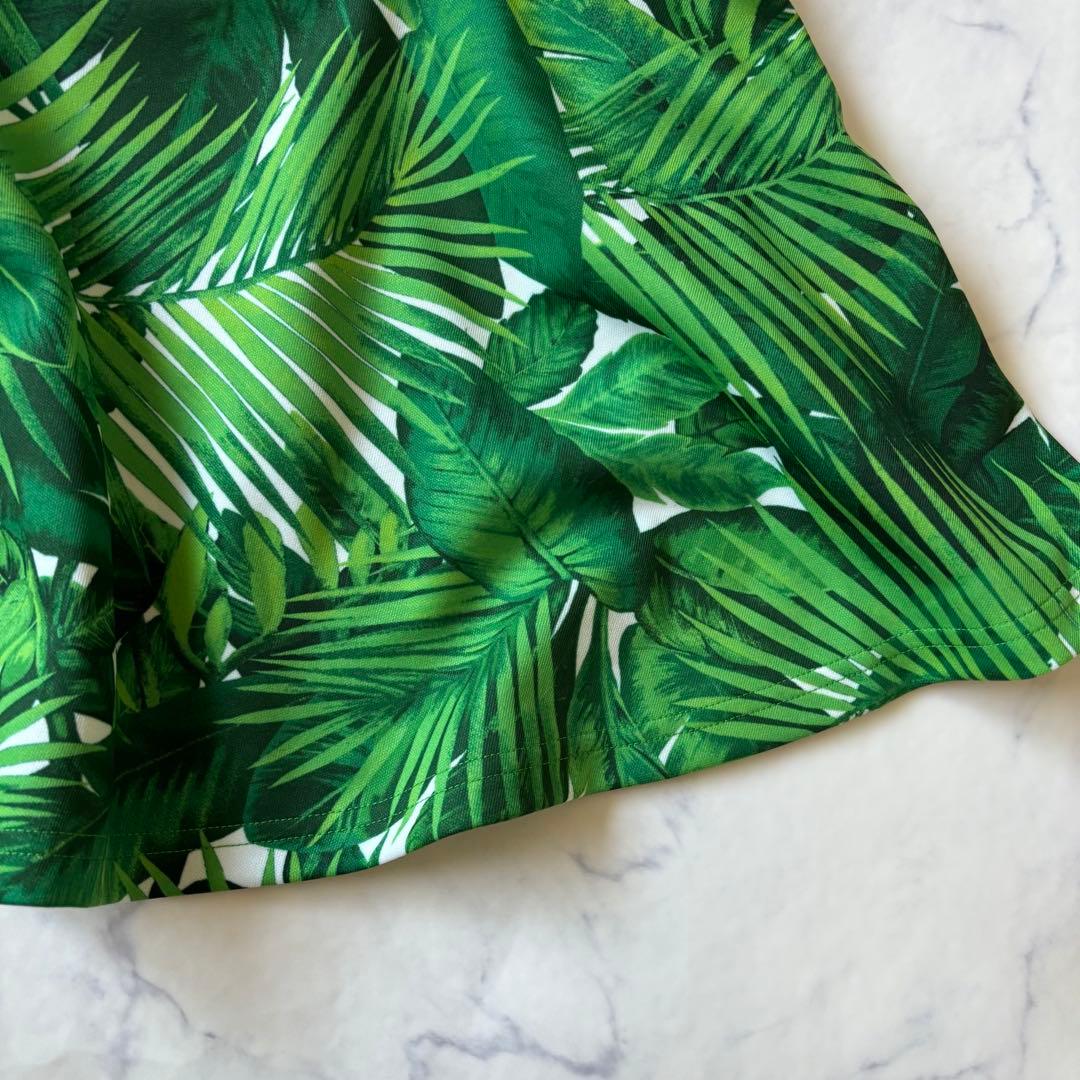 美品　パーリーゲイツ　ポロワンピース　ボタニカル柄　グリーン　リーフ総柄