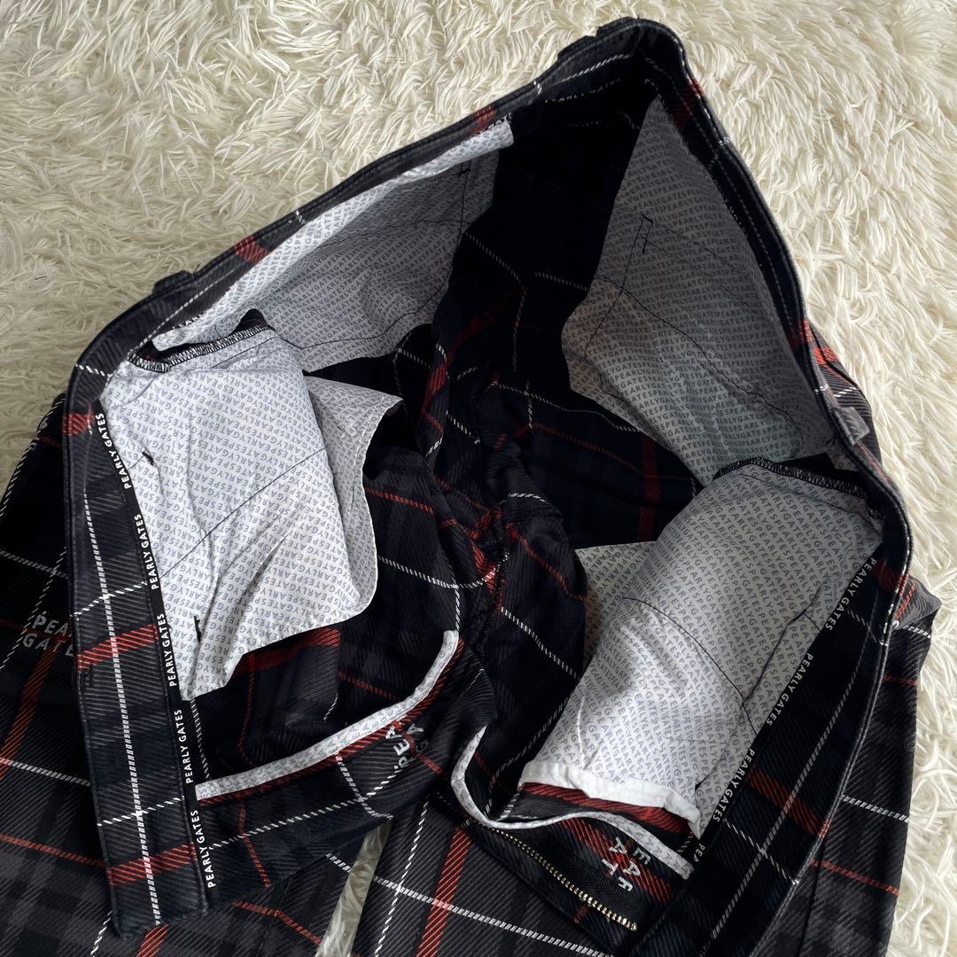 パーリーゲイツ パンツ 総柄 チェック ブラック 6 コットン