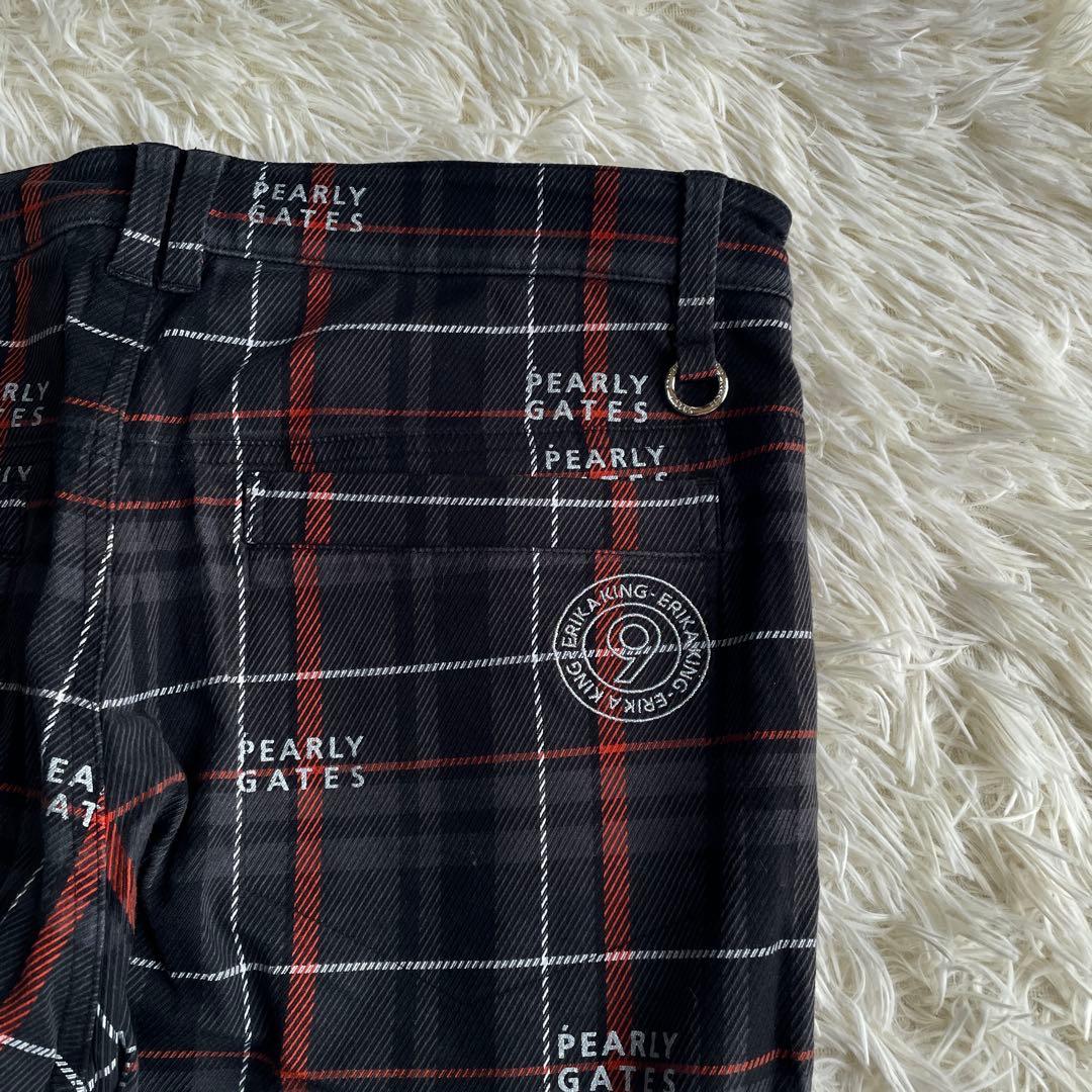 パーリーゲイツ パンツ 総柄 チェック ブラック 6 コットン