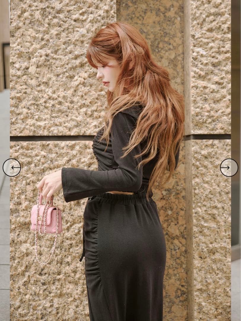 新品タグ付き Randy ドロストオフショルスウェットセットアップ ブラック F