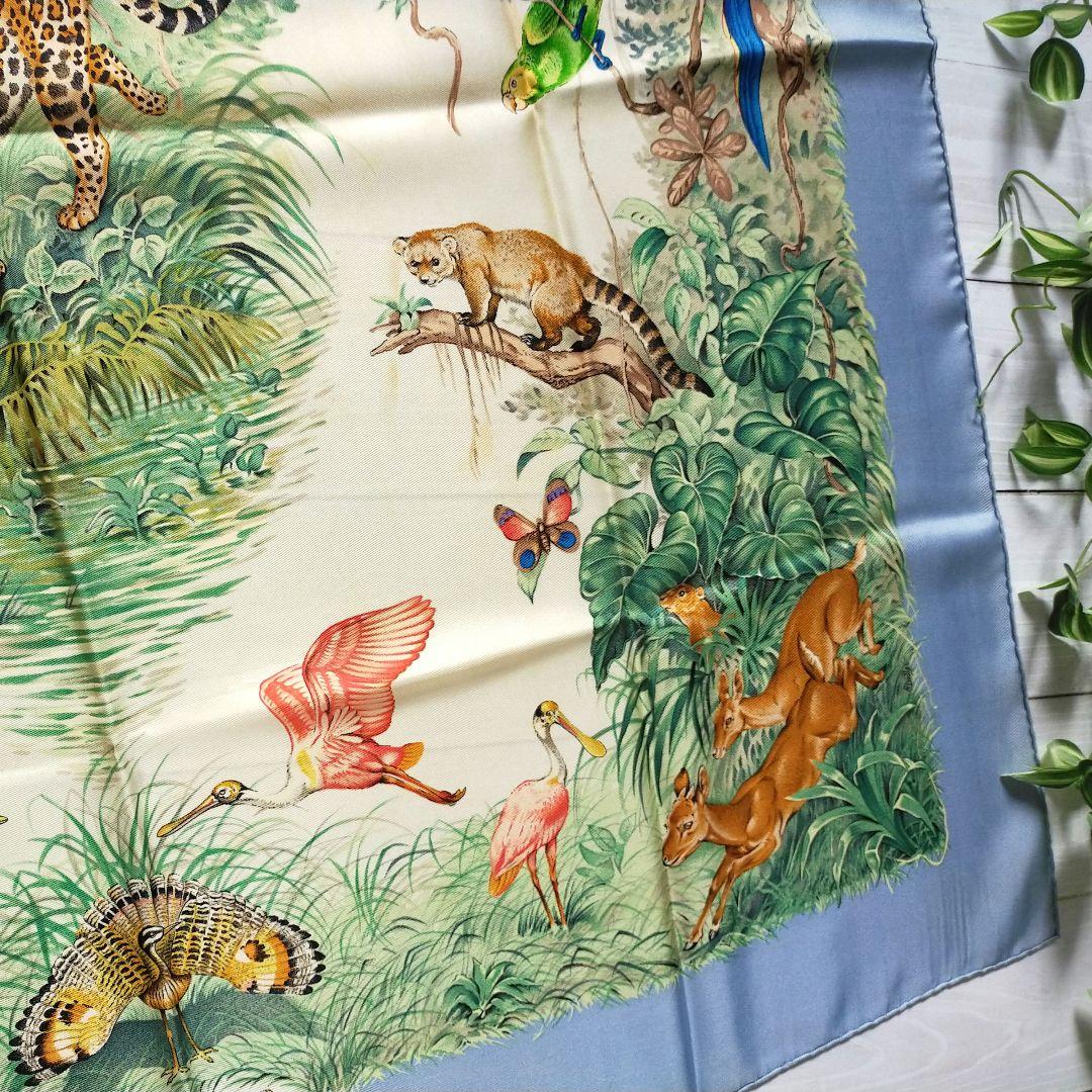 HERMES カレ90　EQUATEUR 赤道直下　ライトブルー